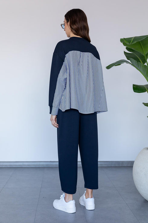 Poplin Detailed Set - DARK BLUE